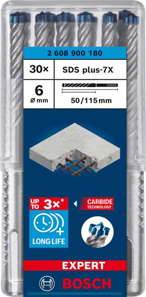 Bosch EXPERT SDS plus-7X burgija za udarne bušilice od 6 x 50 x 115 mm, 30 delova 2608900180