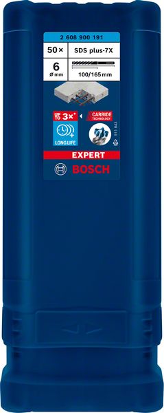 Bosch EXPERT SDS plus-7X burgija za udarne bušilice od 6 x 100 x 165 mm, 50 delova 2608900191