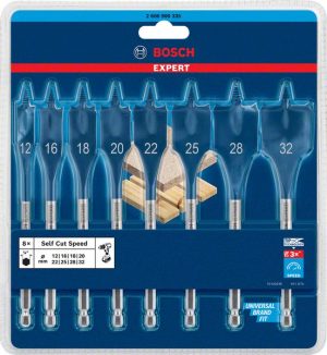 Bosch Komplet EXPERT Self Cut Speed pljosnatih burgija od 12/16/18/20/22/25/28/32 mm, 8 komada 2608900335