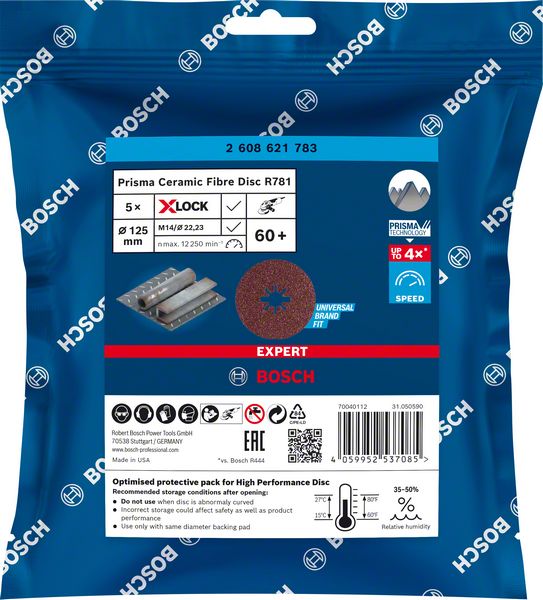 Bosch EXPERT R781 Prisma Ceramic X-LOCK Fiber disk od 125 mm, 22,23 mm, G 60, 5 delova 2608621783