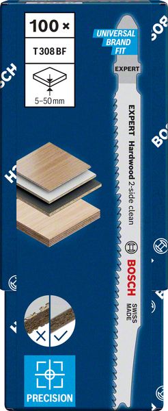 Bosch EXPERT „Hardwood 2-side clean“ T 308 BF list ubodne testere, 100 delova 2608900546
