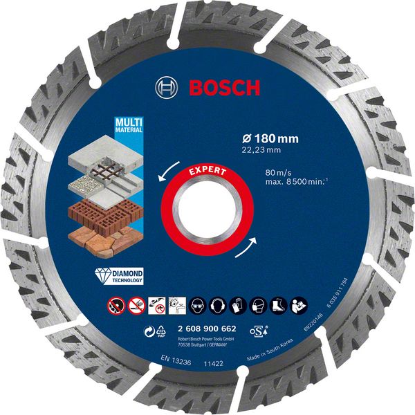 Bosch EXPERT MultiMaterial dijamantska rezna ploča od 180 x 22,23 x 2,4 x 12 mm 2608900662