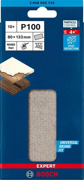 Bosch EXPERT M480 brusna mreža za vibracione brusilice od 80 x 133 mm, G 100, 10 delova 2608900735