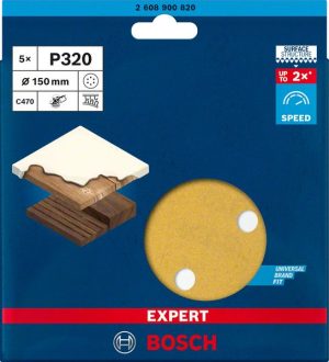 Bosch EXPERT C470 brusni papir sa 6 rupa za rotacione brusilice od 150 mm, G 320, 5 delova 2608900820