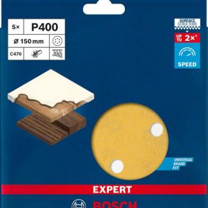 Bosch EXPERT C470 brusni papir sa 6 rupa za rotacione brusilice od 150 mm, G 400, 5 delova 2608900821