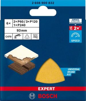 Bosch Komplet EXPERT C470 brusnih papira za delta brusilice od 93 mm, G 60/120/240, 6 delova 2608900832