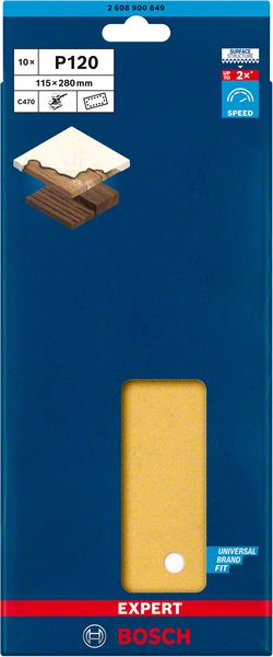 Bosch EXPERT C470 brusni papir sa 14 rupa za vibracione brusilice od 115 x 280 mm, G 120, 10 delova 2608900849