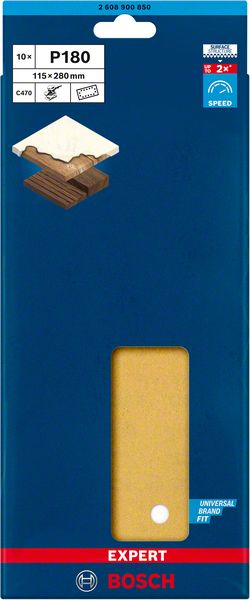 Bosch EXPERT C470 brusni papir sa 14 rupa za vibracione brusilice od 115 x 280 mm, G 180, 10 delova 2608900850
