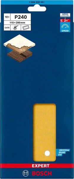 Bosch EXPERT C470 brusni papir sa 14 rupa za vibracione brusilice od 115 x 280 mm, G 240, 10 delova 2608900851
