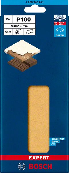 Bosch EXPERT C470 brusni papir sa 8 rupa za vibracione brusilice od 93 x 230 mm, G 100, 10 delova 2608900871