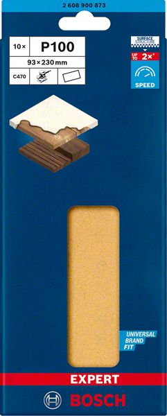 Bosch EXPERT C470 brusni papir bez rupa za vibracione brusilice od 93 x 230 mm, G 100, 10 delova 2608900873