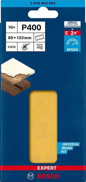 Bosch EXPERT C470 brusni papir sa 8 rupa za vibracione brusilice od 80 x 133 mm, G 400, 10 delova 2608900885