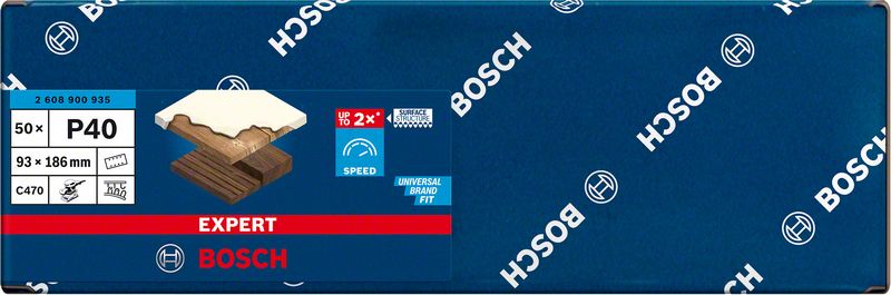 Bosch EXPERT C470 brusni papir sa 8 rupa za vibracione brusilice od 93 x 186 mm, G 40, 50 delova 2608900935