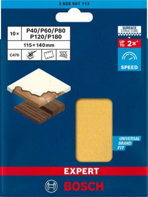 Bosch Komplet EXPERT C470 brusnih papira za vibracione brusilice od 115 x 140 mm, G 2x40/2x60/2x80/2x120/2x180, 10 delova 2608901113