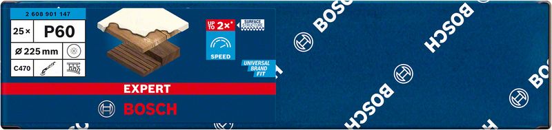 Bosch EXPERT C470 brusni papir sa 19 rupa za brusilice za gips od 225 mm, G 60, 25 delova 2608901147