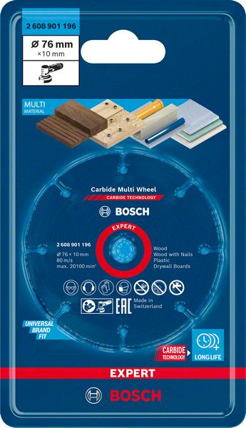 Bosch EXPERT Carbide Multi Wheel rezna ploča od 76 mm, 10 mm 2608901196