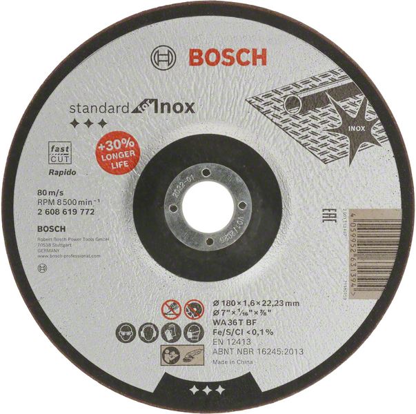 Bosch Standard for Inox uvučena rezna ploča 180 x 1,6 x 22,23 mm 2608619772