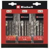 Einhell 3-delni set kofera sa po 5 Burgija za drvo metal i kamen 3-8 mm za metal i 4-10 mm za drvo i kamen 49109157