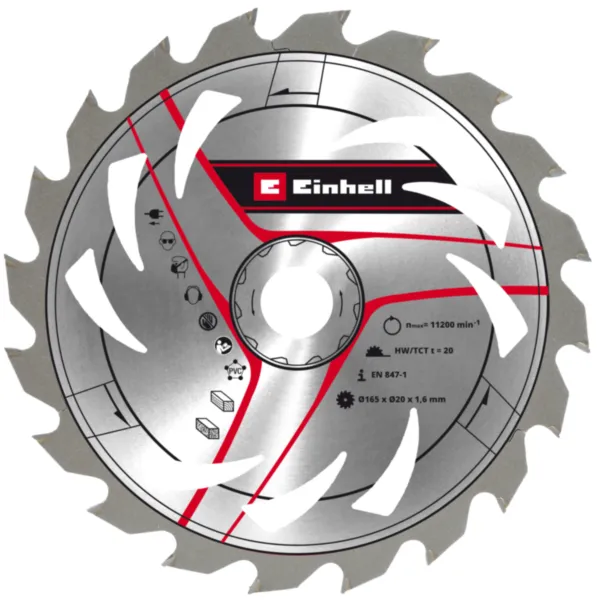 Einhell TCT Rezni list 165x20x1,6mm T20 za tvrdo meko drvo i pvc Pribor za kružne testere TE-CS 18 Li/165 Li-Solo TE-PS 165 49584759