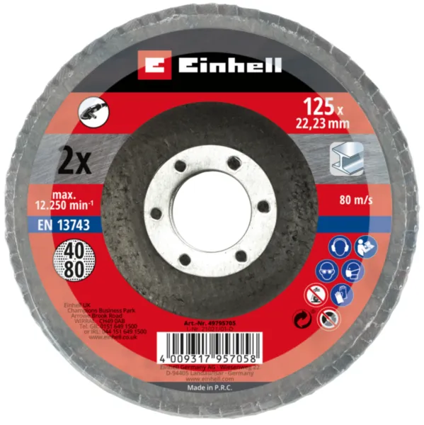 Einhell 2-delni set lamelnih brusnih ploča Ø125mm (1xG40 1xG80) Pribor za brusilice 49795705
