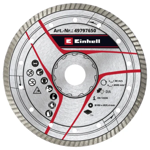 Einhell Dijamantna rezna ploča 180x25,4 Turbo (brzina 80 m/s) Pribor za rezače granita i pločica 49797650
