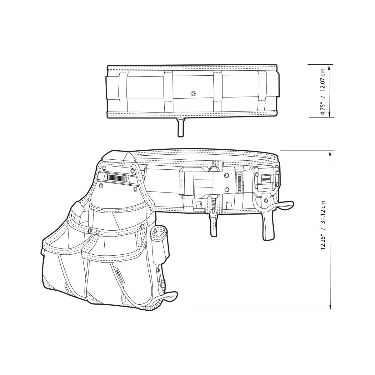 ToughBuilt TB-CT-102-3P Trodelni set za tesare torbica + pojas + držač za čekić ClipTech - Slika 3