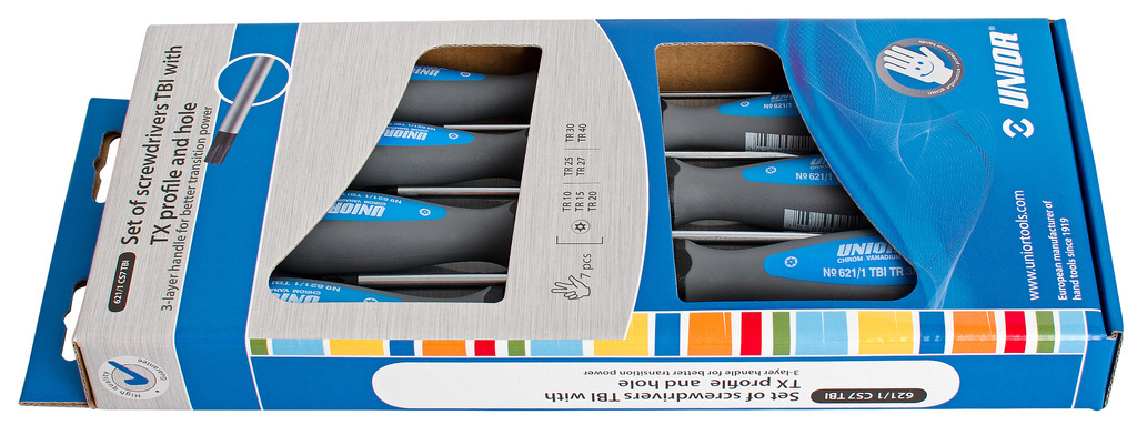 Unior 621/1CS7TBI Odvijači TBI sa TX profilom i rupicom u garnituri, /7, 612308