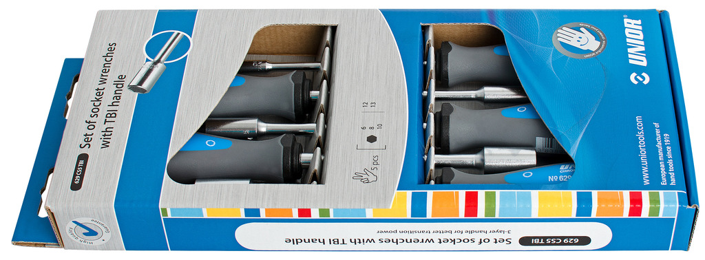 Unior 629CS5TBI Ključevi nasadni sa TBI ručkom u garnituri, /5, 612318