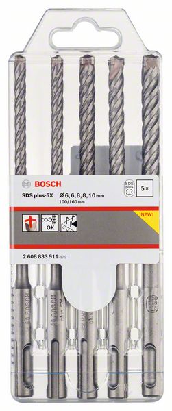 Bosch 5-delni komplet burgija za udarne bušilice SDS plus-5X, 6/6/8/8/10 mm 2608833911