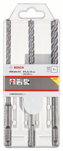 Bosch 3-delni komplet burgija za udarne bušilice SDS plus-5X, 6/8/10 mm 2608833912
