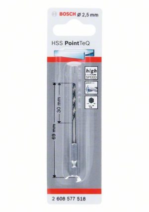 Bosch HSS PointTeQ šestostrana burgija od 2,5 mm 2608577518
