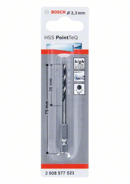 Bosch HSS PointTeQ šestostrana burgija od 3,3 mm 2608577521