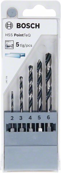 Bosch 5-delni komplet HSS PointTeQ šestostranih burgija, 2–6 mm 2607002824