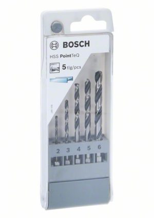 Bosch HSS PointTeQ šestostrane burgije, komplet od 5 delova na stalku za izlaganje, 2–6 mm 2607002825