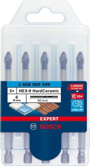 Bosch Komplet EXPERT HEX-9 HardCeramic burgija za crep od 6 mm, 5 delova 2608900599