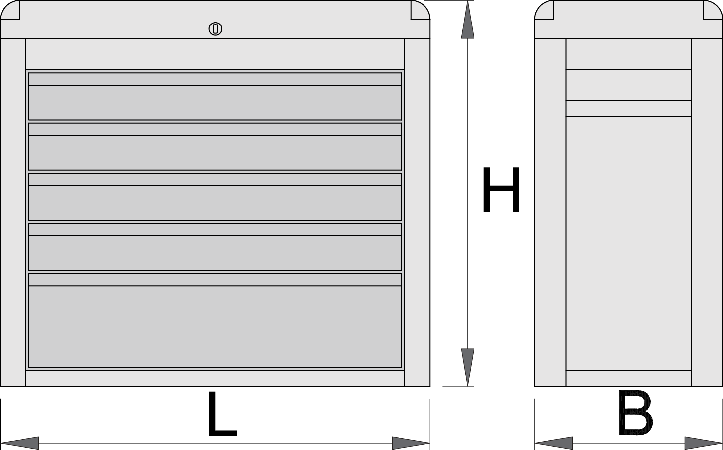 Unior 939/5E Sanduk za alat sa 5 fioka, 685 x 300 x 535, 611784 - Slika 2