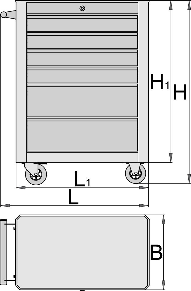 Unior 940ECO Kolica za alat Economic sa 6 fioka, 700 x 355 x 890, 617227 - Slika 2