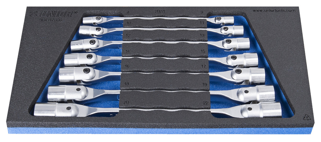 Unior 964/17SOS Ključevi nasadni, dvostrani, zglobni u SOS ulošku za alat, 8 - 22/6, 621072