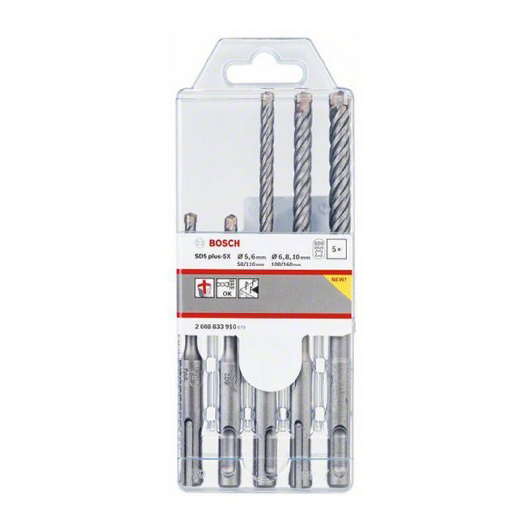 Bosch 5-delni set hamer burgija SDS-plus-5X 5; 6; 6; 8; 10 mm, 2608833910, Humax Online Shop