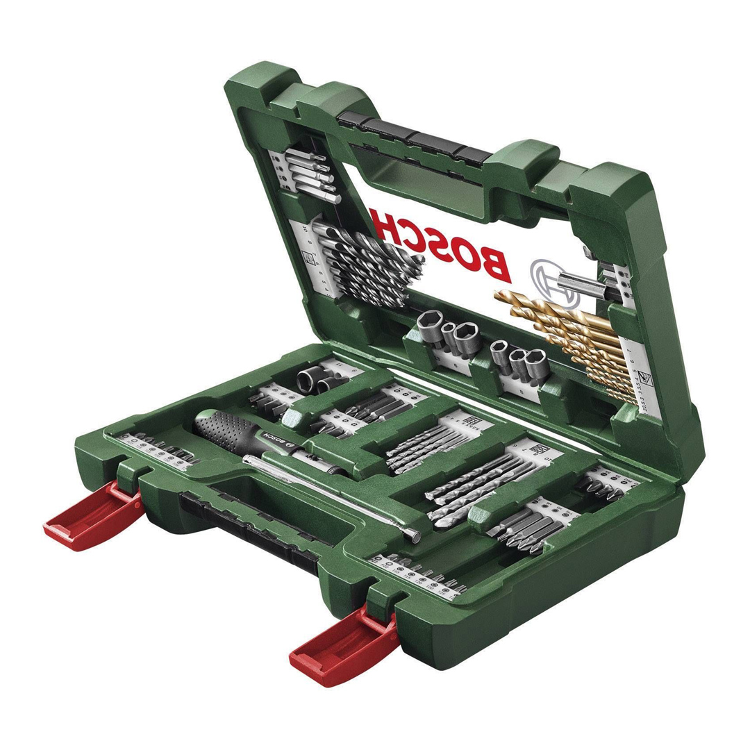 Bosch 91-delni V-Line TiN set burgija i bitova sa odvrtačem čegrtaljkom i magnetnim štapom, 2607017195, Humax Online Shop
