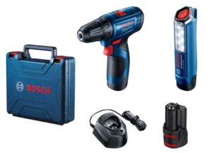 Bosch Akumulatorska bušilica - odvrtač GSR 120-Li + lampa GLI 12V-300; 2x2,0Ah u koferu 06019G8004