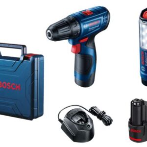 Bosch Akumulatorska bušilica - odvrtač GSR 120-Li + lampa GLI 12V-300; 2x2,0Ah u koferu 06019G8004