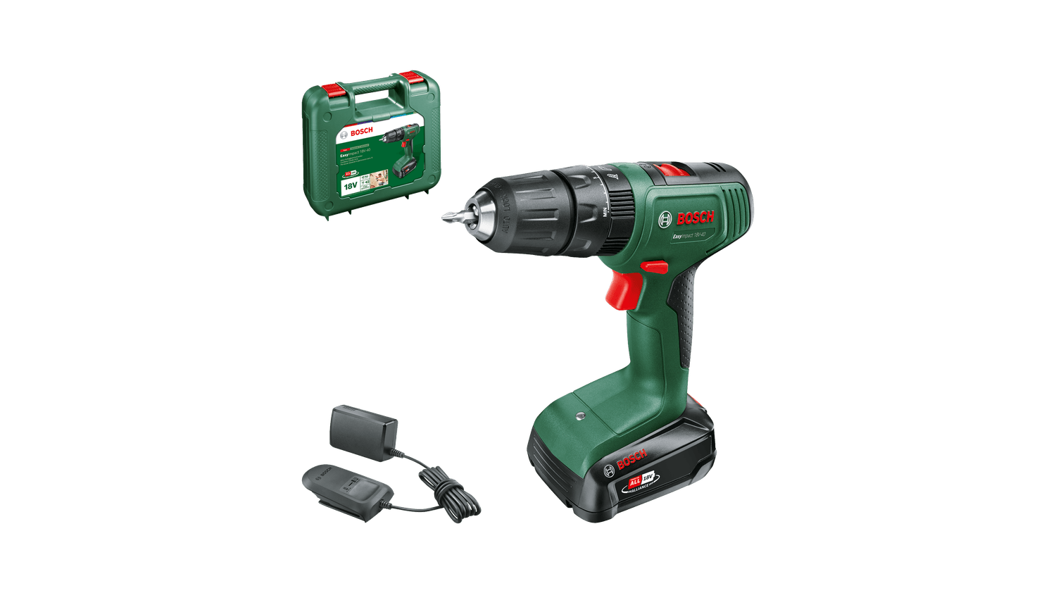 Bosch Akumulatorska vibraciona bušilica EasyImpact 18V-40 + kofer + 1x2,0Ah + punjač 06039D810H