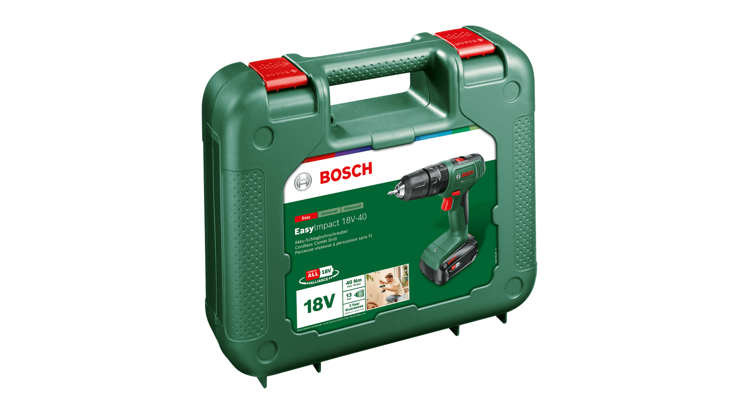 Bosch Akumulatorska vibraciona bušilica EasyImpact 18V-40 + kofer + 1x2,0Ah + punjač 06039D810H