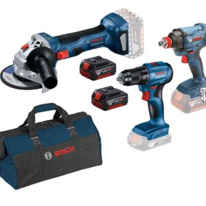 Bosch Akumulatorski set GSR 185-Li + Bosch GDX 180-LI + Bosch GWS 180-Li; 18V; 2×4,0 + torba 0615990N3P