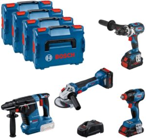 Bosch Set 4 akumulatorska alata 18V - bušilica, udarni odvrtač, ugaona brusilica, čekić bušilica 0615990N32