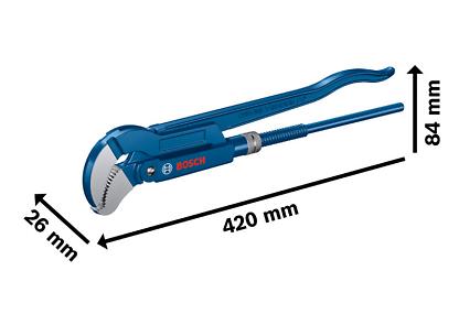 Bosch Ugaoni ključ za cevi S-tipa od 45° 420mm 1600A02W3T