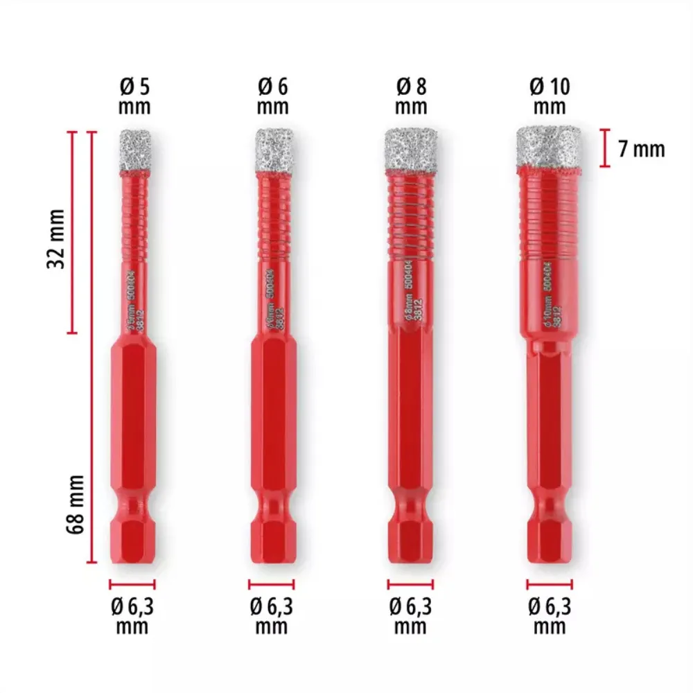 Einhell XS-CASE 4 kom set dijamantskih burgija za keramiku E6.3-1/4" 49500404