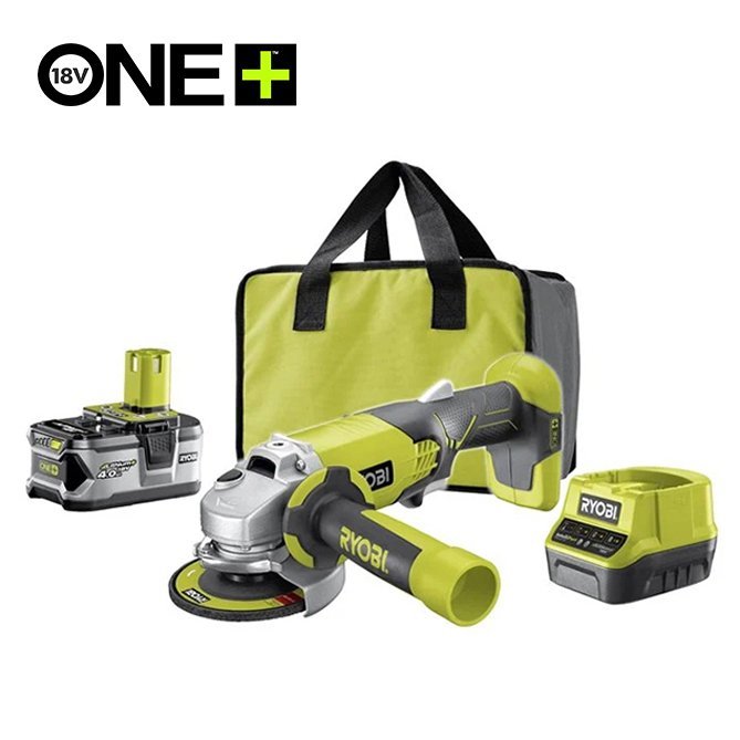 RYOBI Set aku. ugaona brusilica (115mm) + punjač+ baterija 4Ah (18V ONE+™) - R18AG-140S