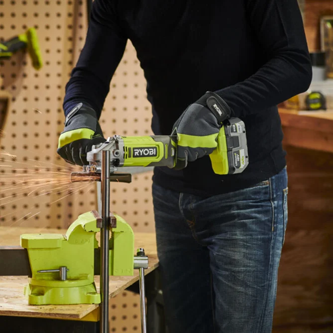 RYOBI Set aku. ugaona brusilica (125mm) + punjač+ baterija 4Ah (18V ONE+™) – RAG18125-1C40S - Slika 4